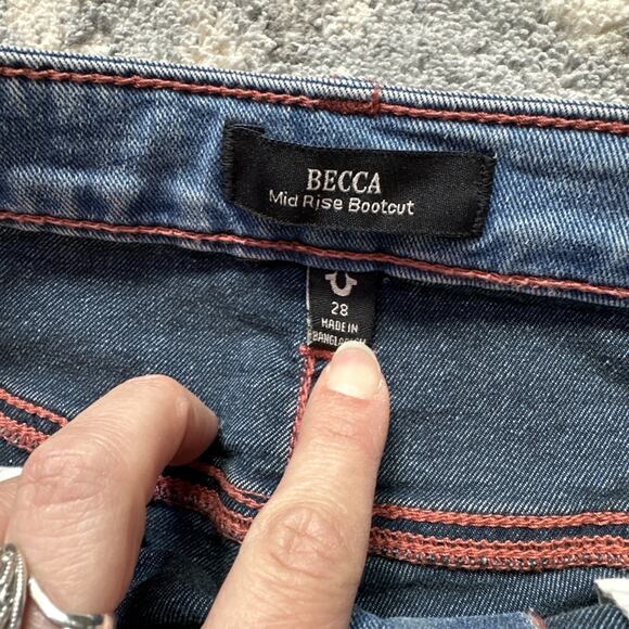 True Religion Becca Mid Rise Boot Cut Jeans Size 28 NWT Minor Flaw - Picture 4 of 13